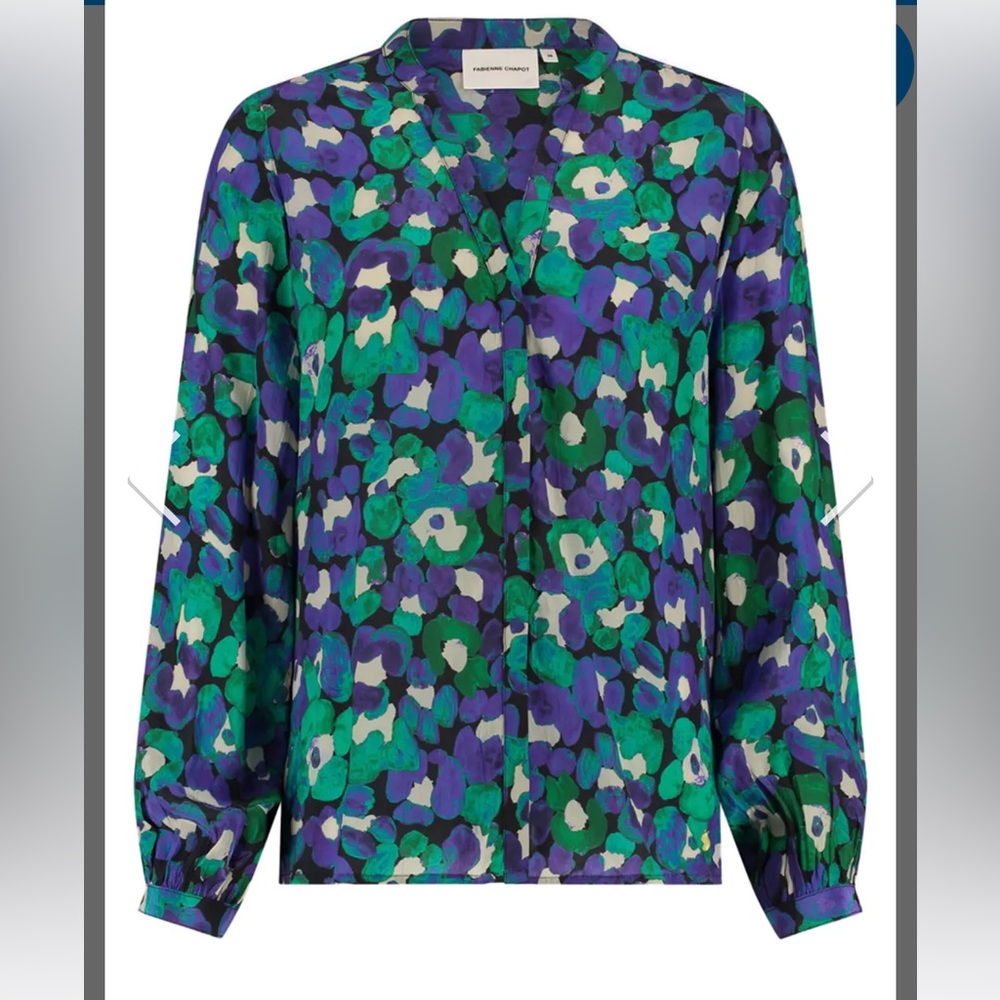 EUC - Fabienne Chapot - Blue and Green Long Sleeve Blouse